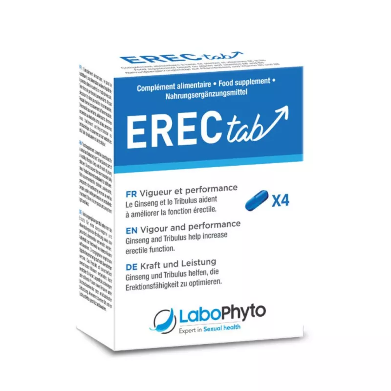Erectab Ginseng & Tribulus LaboPhyto Fonction érectile - 4 comprimés