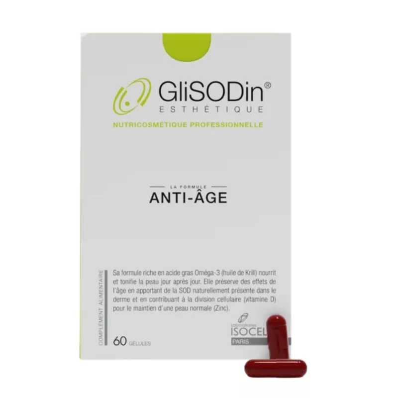 GliSODin Anti-Âge Isocell - Élasticité, fermeté & hydratation de la peau - 60 gélules