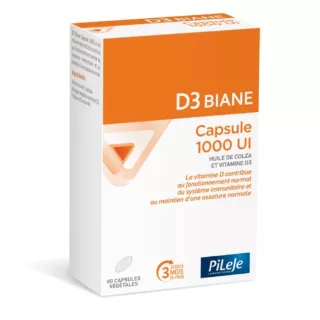 D3 Biane 1000UI Pileje - Système immunitaire & ossature normale - 90 capsules