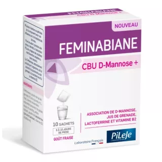 Feminabiane CBU D-Mannose + Pileje - Confort intime et urinaire féminin - 10 sachets goût fraise