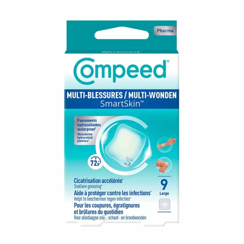 Photo du packshot des Compeed Pansements Multi-Blessures SmartSkin Large x 9