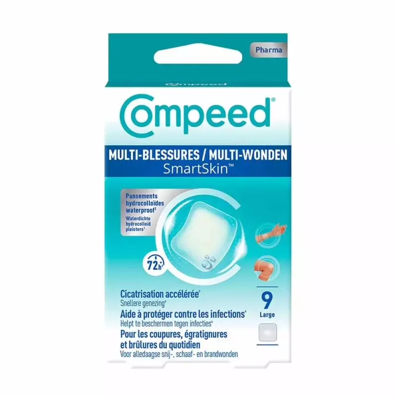 Photo du packshot des Compeed Pansements Multi-Blessures SmartSkin Large x 9