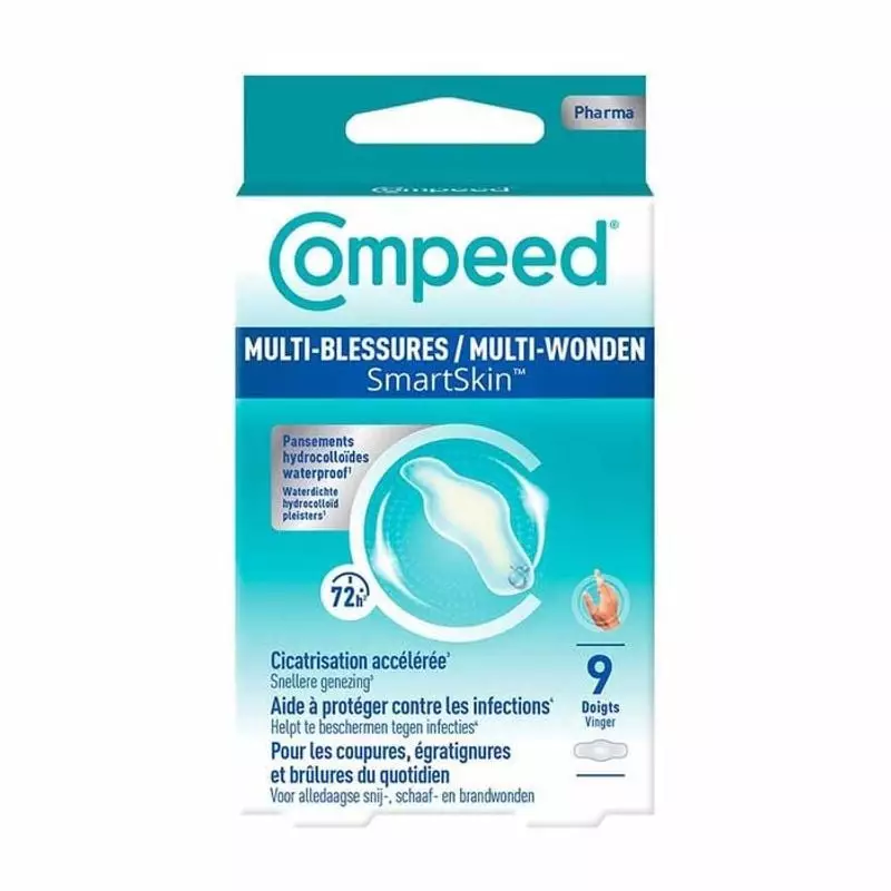 Boîte de pansements Compeed Multi-Blessures SmartSkin Doigt x9, pansements hydrocolloïdes imperméabl
