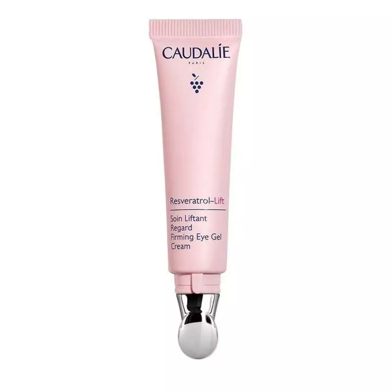 Tube rose de 15 ml Caudalie Resvératrol Lift Soin Liftant Regard avec applicateur métallique rafraîc