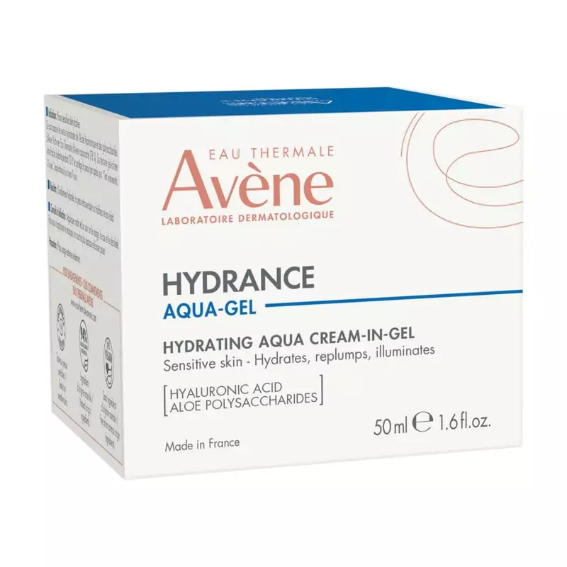 Packshot Avène Hydrance Aqua-Gel hydratant 50 ml, gel-crème pour peaux sensibles