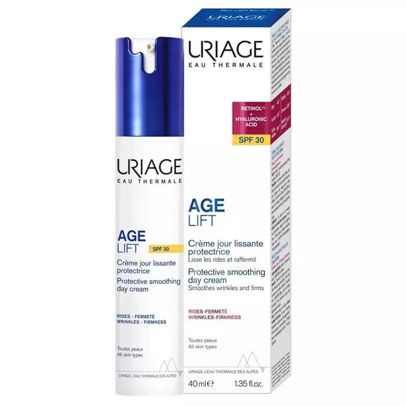 Packshot du pot Uriage Age Lift Crème Jour SPF30 - 40ml, crème anti-âge protectrice pour peaux sensi