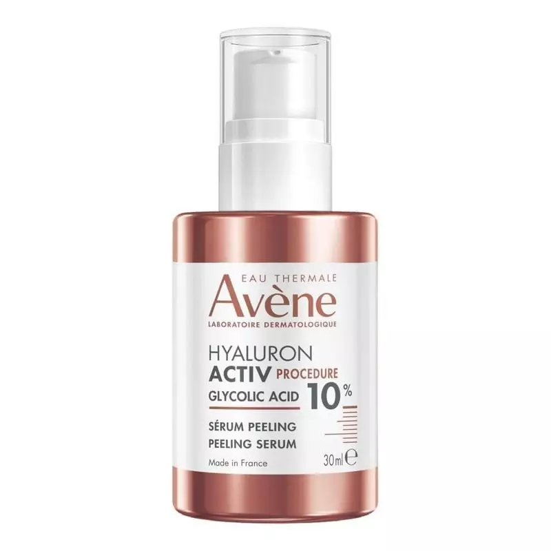 Flacon de sérum peeling Avène Hyaluron Activ Procedure 30ml avec pompe transparente et collier or ro