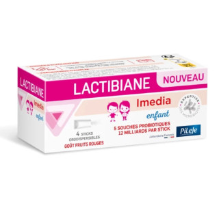 Lactibiane Imedia enfant PiLeJe - Équilibre du microbiote - 4 sticks orodispersibles goût fruits rouges
