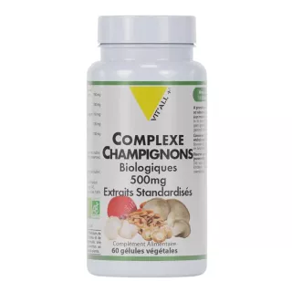 Complexe champignons Bio 500mg Vit'All+ - Défenses immunitaires - 60 gélules végétales