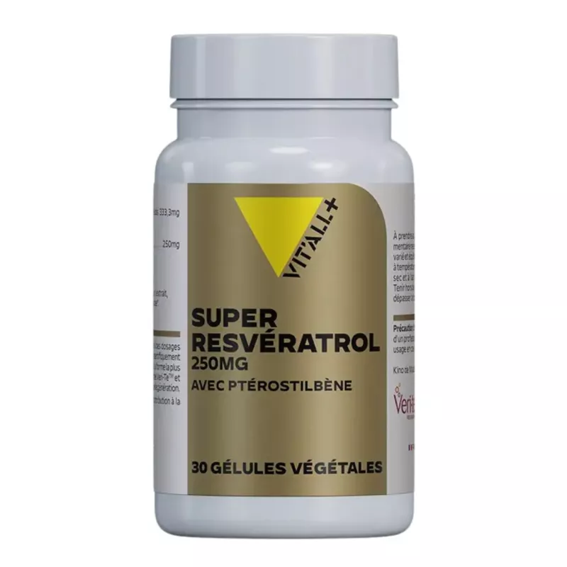 Super Resvératrol 250mg avec Ptérostilbène Vit'All+ - Santé cardiovasculaire - 30 gélules végétales