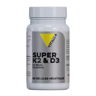 Super K2 & D3 Vit'All+ - Ossature, dentition, calcémie & fonction musculaire - 60 gélules végétales