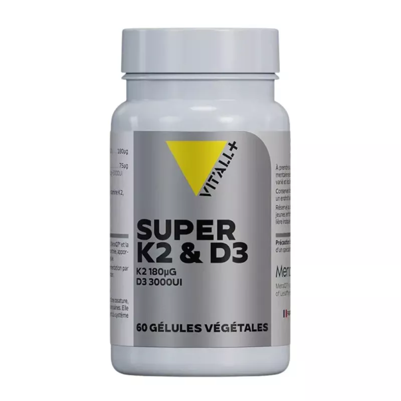 Super K2 & D3 Vit'All+ - Ossature, dentition, calcémie & fonction musculaire - 60 gélules végétales