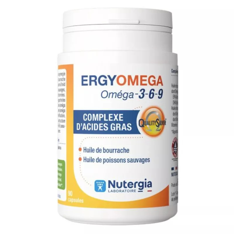 Ergyomega Oméga-3-6-9 Nutergia - Acides gras essentiels & antioxydants - 90 capsules