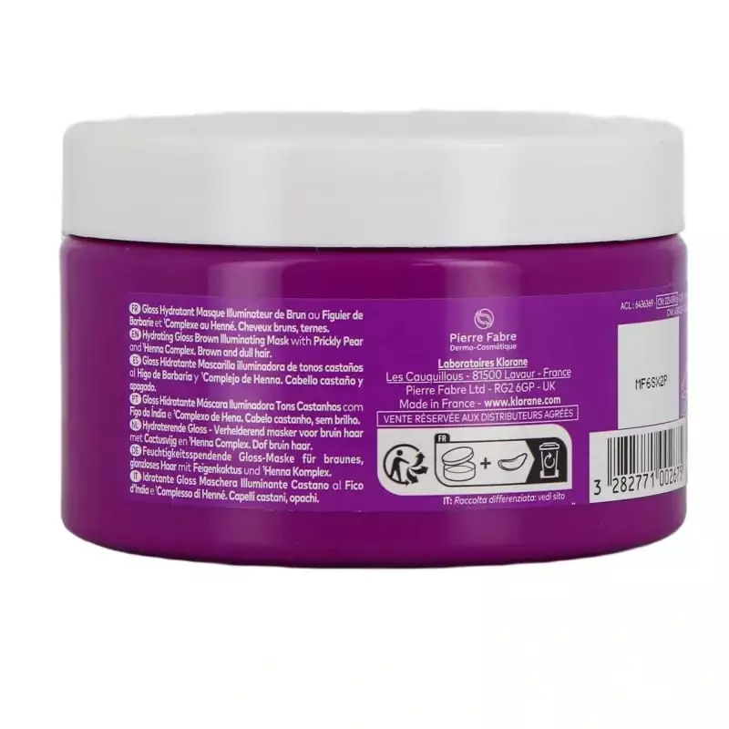 Packshot du produit Klorane Masque gloss hydratant cheveux bruns - 250ml en flacon