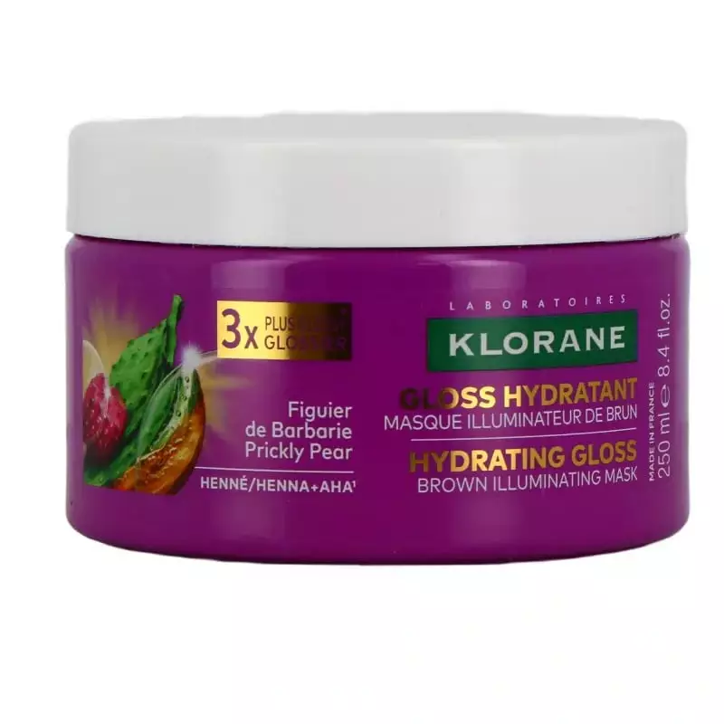 Packshot du Klorane Masque gloss hydratant cheveux bruns - 250ml, soin éclat cheveux bruns