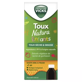 Sirop enfant dès 1 an Toux Natura Vicks - Toux sèche et grasse - 140ml