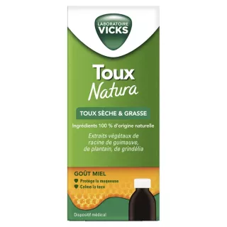 Sirop adulte Toux Natura Vicks - Toux sèche et grasse - 140ml
