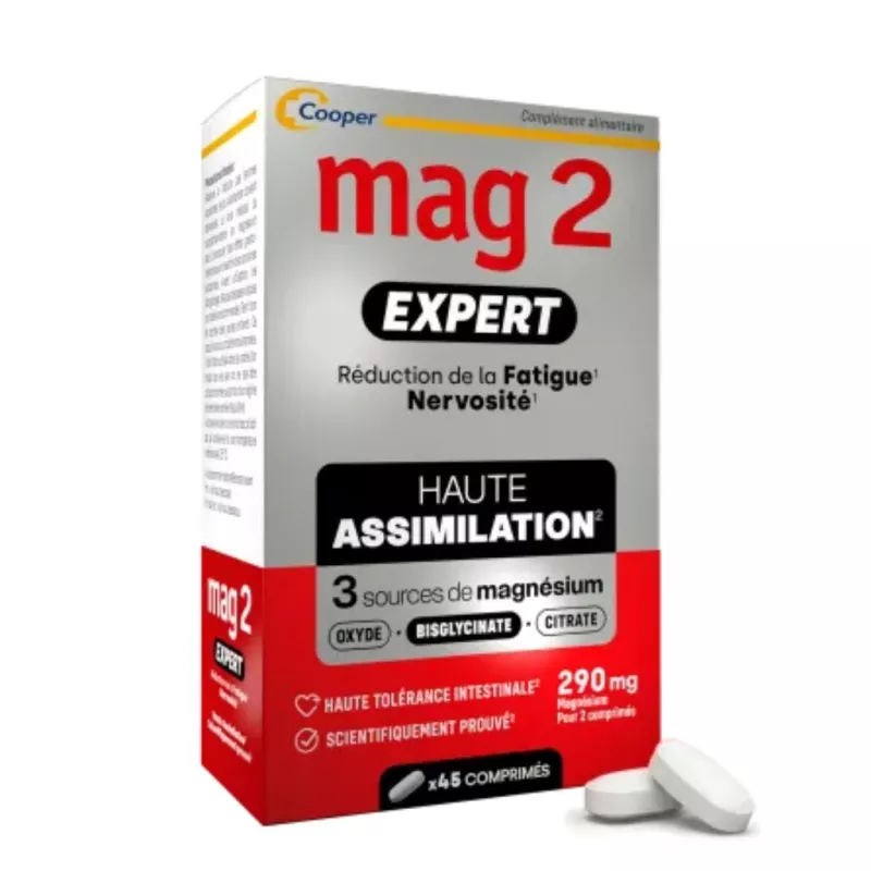 Mag2 Expert Magnésium B6 & B12 Cooper - Fatigue & nervosité - 90 comprimés