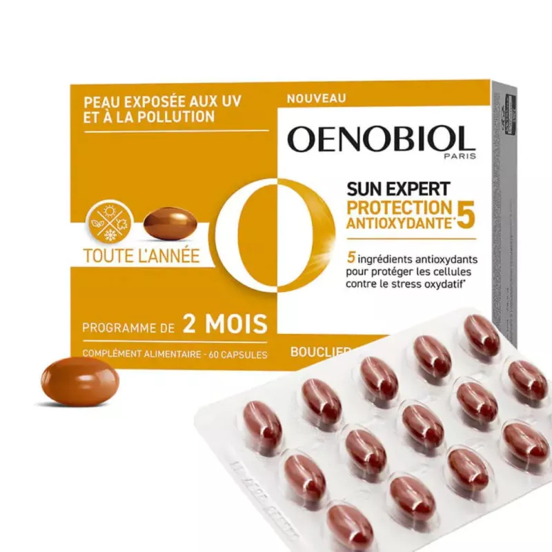Sun Expert Protection antioxydante 5 Oenobiol Cooper - Protection cellulaire - 60 capsules