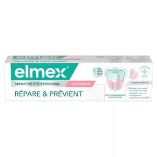 Dentifrice soin gencives + blancheur Sensitive Professional Répare et Prévient Elmex GABA - 75ml