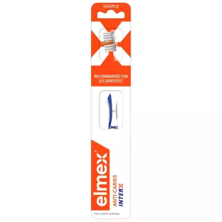 Brosse à dents souple Anti-Caries InterX Elmex GABA - Nettoyage interdentaire - 1 unité
