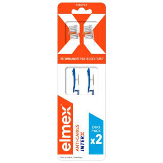 Brosse à dents souple Anti-Caries InterX Elmex GABA - Nettoyage interdentaire - 2 unités