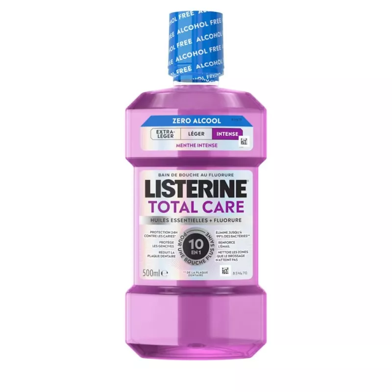 Bain de bouche sans alcool Total Care Intense 10 en 1 Listerine - 500ml goût intense