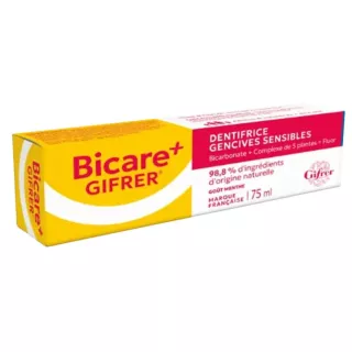Dentifrice gencives sensibles au bicarbonate Bicare+ Gifrer - 75ml