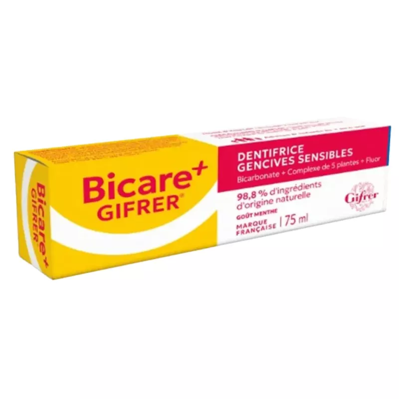 Dentifrice gencives sensibles au bicarbonate Bicare+ Gifrer - 75ml