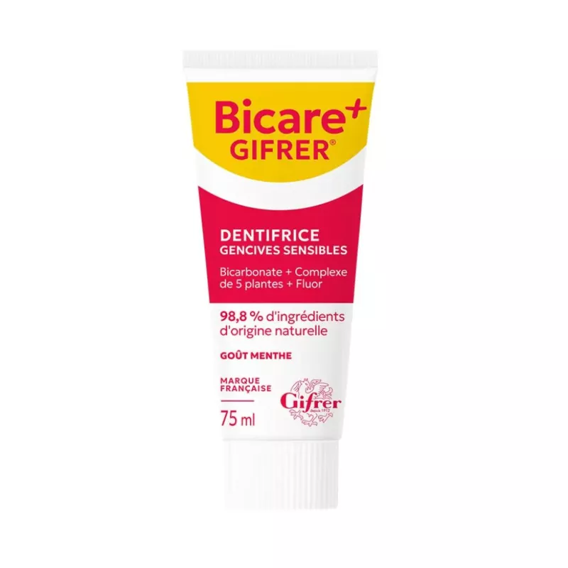 Dentifrice gencives sensibles au bicarbonate Bicare+ Gifrer - 75ml