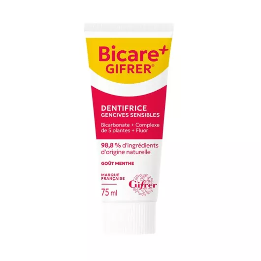 Dentifrice gencives sensibles au bicarbonate Bicare+ Gifrer - 75ml