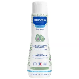 Lait de toilette sans rinçage à l'avocat Bio Mustela - Nettoyant doux bébé - 200ml