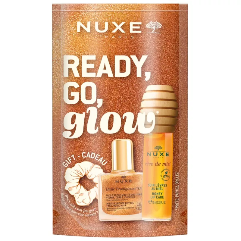 Coffret Ready Go Glow Mes Essentiels Nuxe - Visage, corps, cheveux & lèvres - 3 soins