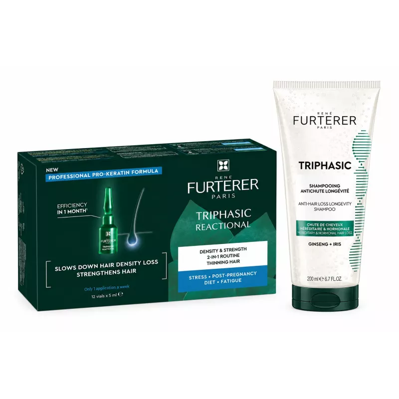 Traitement antichute réactionnelle Triphasic Reactional René Furterer - 12 ampoules