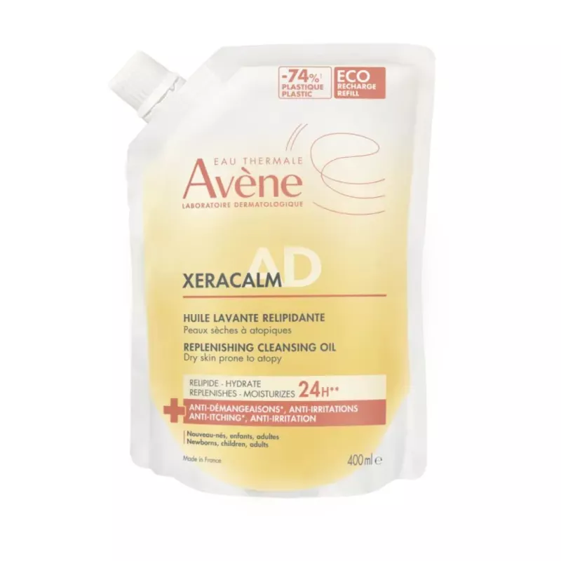 Huile lavante relipidante XeraCalm A.D Avène - Peaux très sèches à tendance atopique - Éco-recharge 400ml