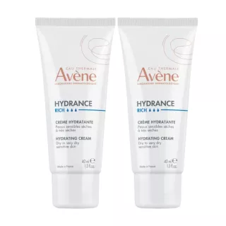 Crème hydratante nourrissante Hydrance Riche Avène - Peaux sèches à très sèches - 2 x 40ml