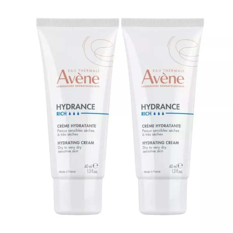 Crème hydratante nourrissante Hydrance Riche Avène - Peaux sèches à très sèches - 2 x 40ml