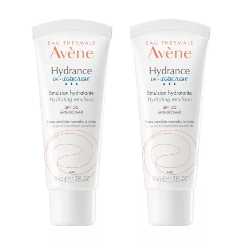 Émulsion hydratante SPF30 Hydrance UV Légère Avène - Peaux sensibles normales à mixtes déshydratées - 2 x 40ml