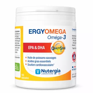 Ergyomega Oméga-3 Nutergia - Cardiovasculaire & protection cellulaire - 180 capsules