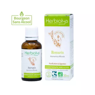 Macérat Romarin Bio sans alcool Herbiolys Gemmothérapie - Confort digestif et hépatique - 30ml