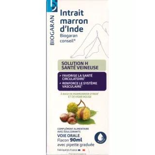 Intrait de marron d'Inde Solution H Santé veineuse Biogaran - 90ml