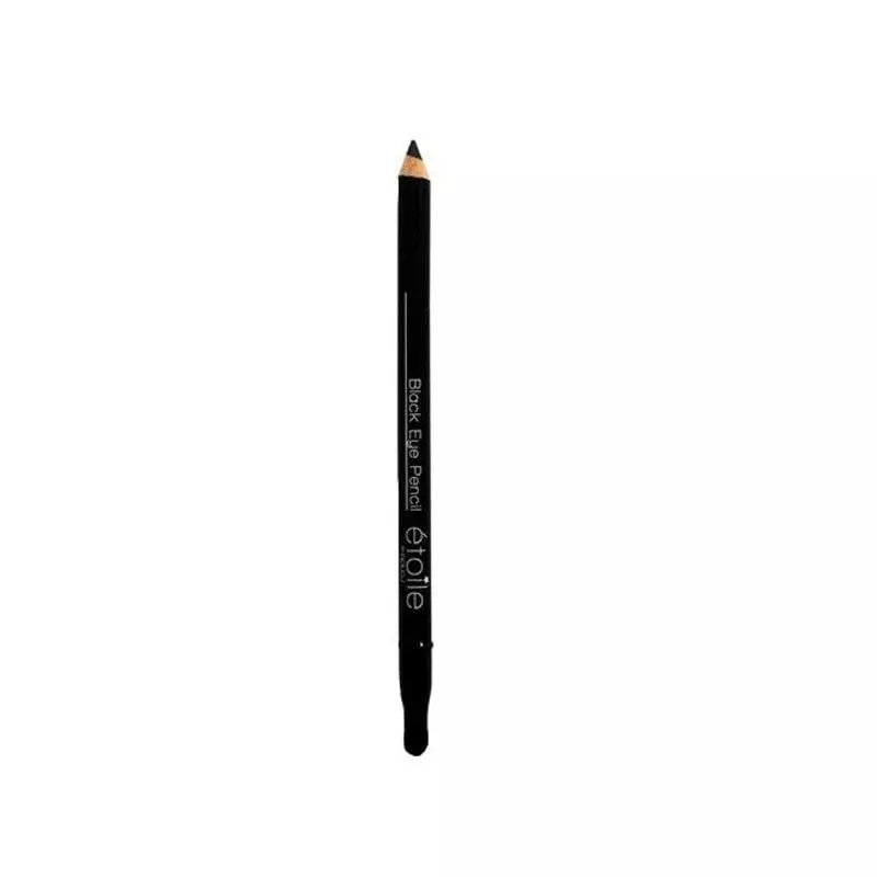 Crayon yeux noir en bois Rougj présenté verticalement, mine taillée et corps noir.