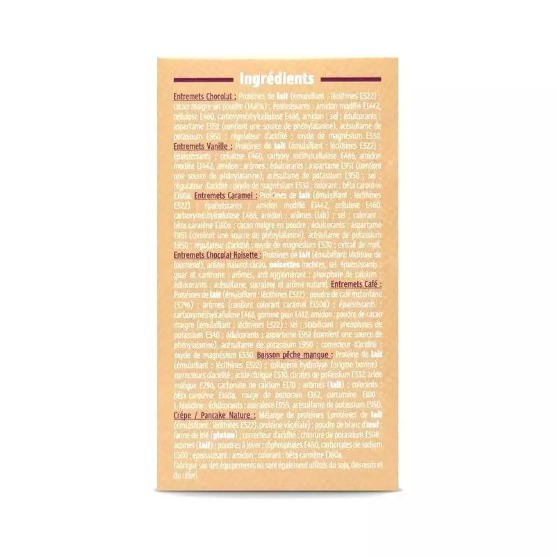 Détail du coffret Protifast Assortiment goûts sucrés - 7 sachets et ses saveurs variées.