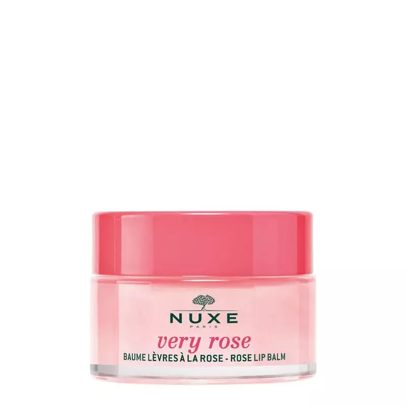 Nuxe Very Rose Baume Lèvres à la Rose 15 g petit pot rose avec couvercle rose brillant pour des lèvr