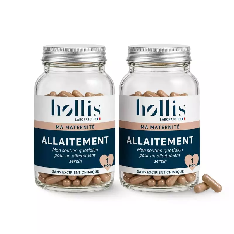 Packshot du flacon Hollis Allaitement moringa et verveine, 90 gélules pour soutenir la lactation