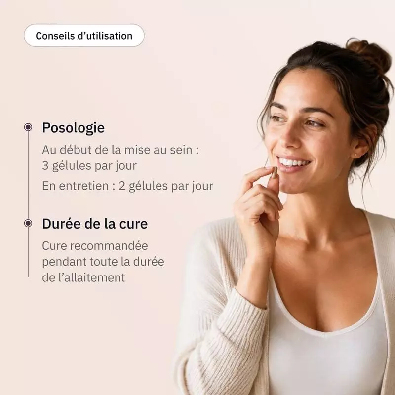 Flacon Hollis Allaitement moringa et verveine - 90 gélules sur table en bois, ambiance douce