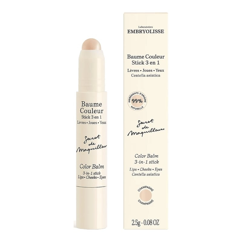 Packshot Embryolisse Baume couleur stick 3 en 1 Champagne - 2,5 g sur fond neutre