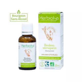 Macérat Bouleau verruqueux Bio sans alcool Herbiolys Gemmothérapie - Confort articulaire & hépatique - 30ml
