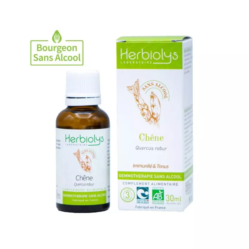 Macérat Chêne Bio sans alcool Gemmothérapie Herbiolys - Vitalité & tonus - 30ml