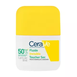 Fluide invisible toucher sec SPF50+ haute protection solaire CeraVe - Peaux normales à grasses - 50ml